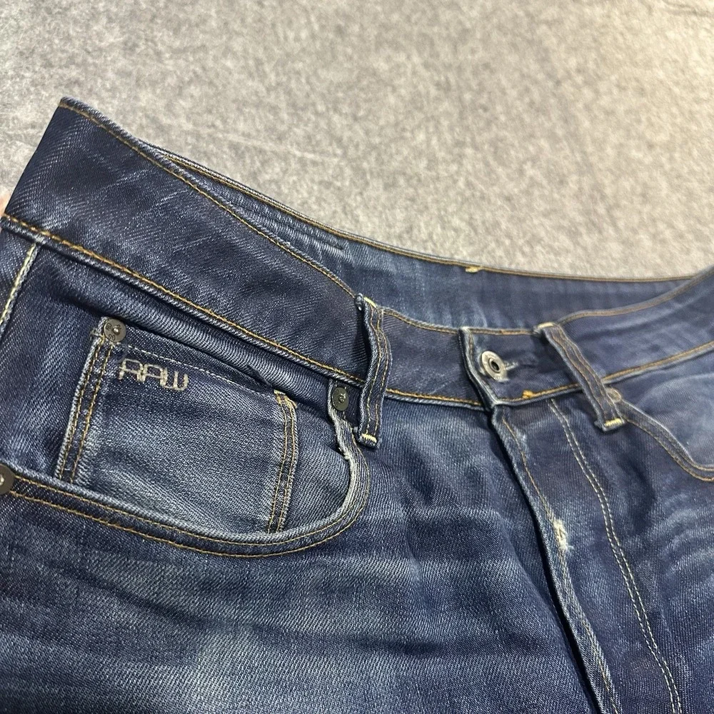 G-Star Raw 3301 Straight Jeans Men's Denim Blue Button Fly - Size 32x32